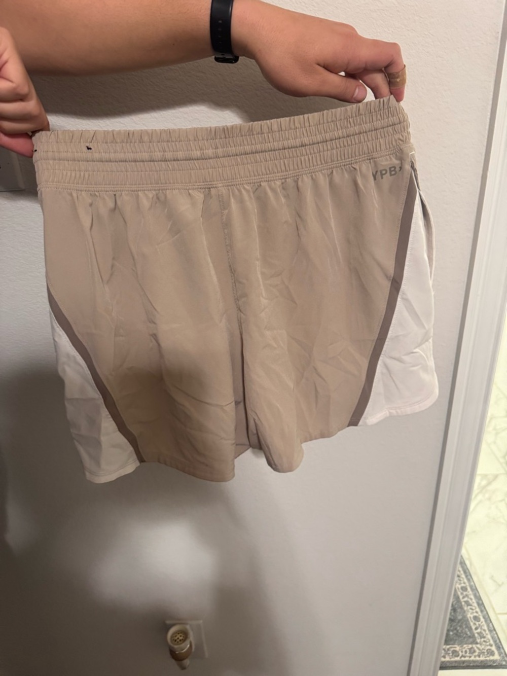 YPB Beige Two-Tone Women’s Athletic Shorts